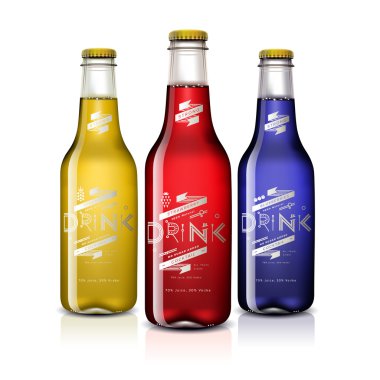 Bottles with different drinks clipart