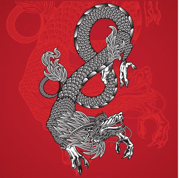 Oude chinese drago — Stockvector