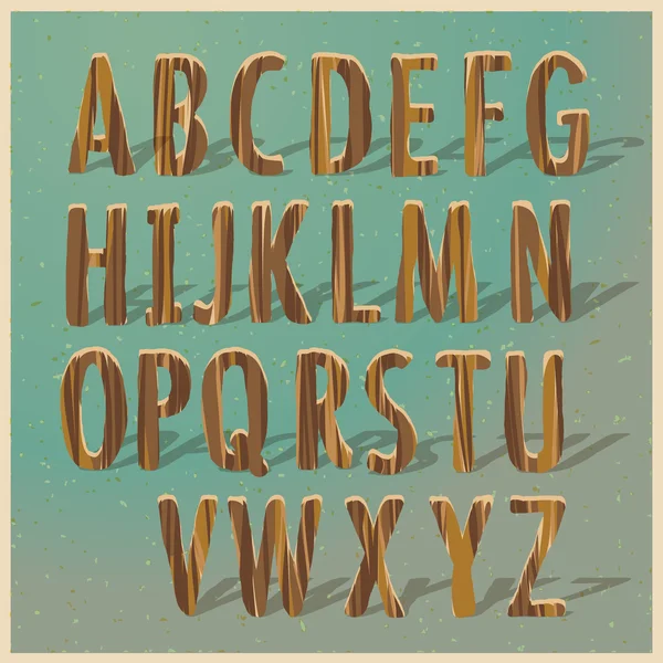 Alfabeto de madera inglés , — Archivo Imágenes Vectoriales