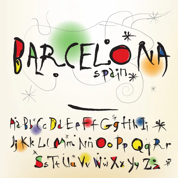 L'alphabet dans le style de l'artiste espagnol de Joan Miro — Image vectorielle