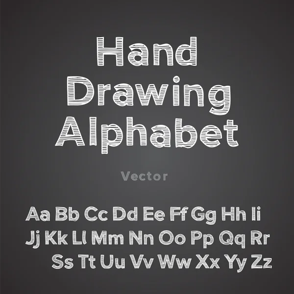 Alphabet dessin à la main avec effet craie — Image vectorielle