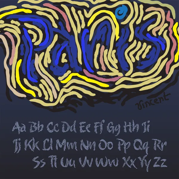 在艺术家的风格字母表文森特梵高 — 图库矢量图片