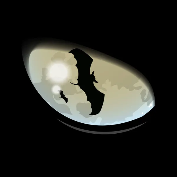 Detailní záběr oka halloween černá kočka s žákem v podobě netopýra — Stockový vektor