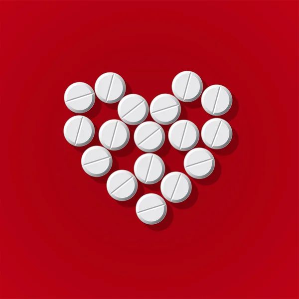 Tabletki w sercu zorganizować — Wektor stockowy