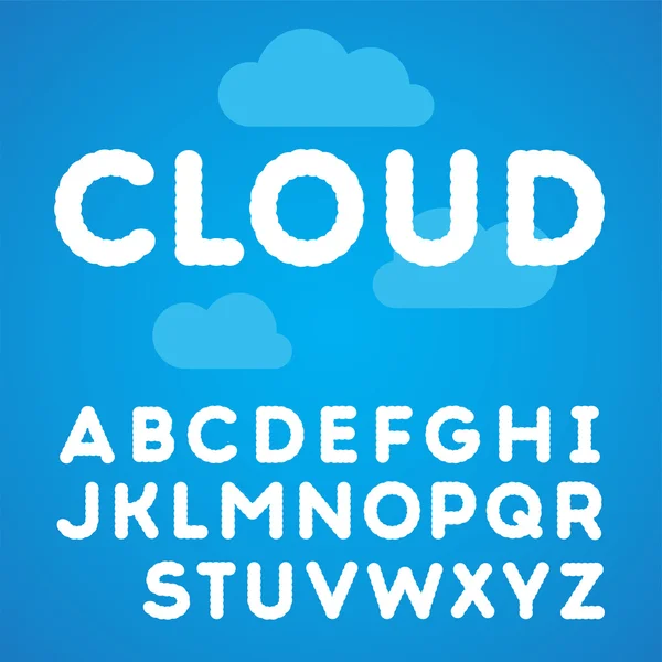 Alfabeto de nubes sobre un fondo de cielo azul Gráficos Vectoriales