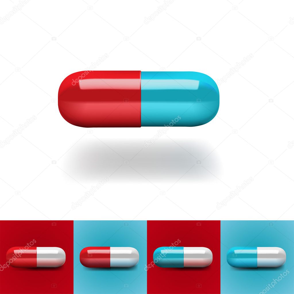 Pills in red and blue