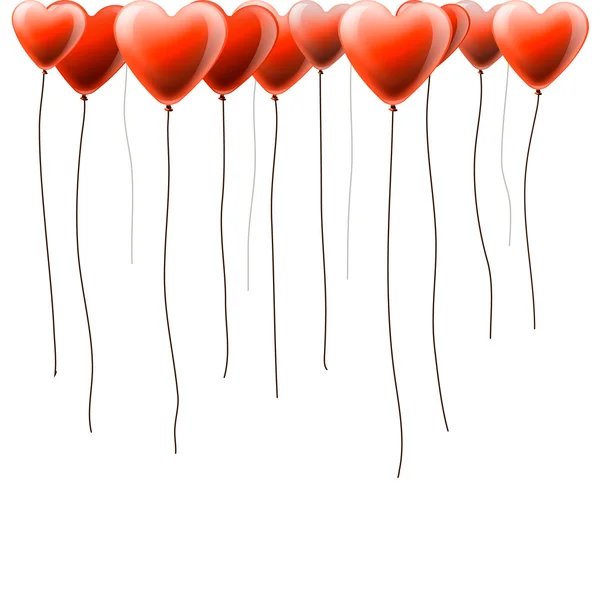 Valentinky den pozadí s balónky srdce — Stockový vektor