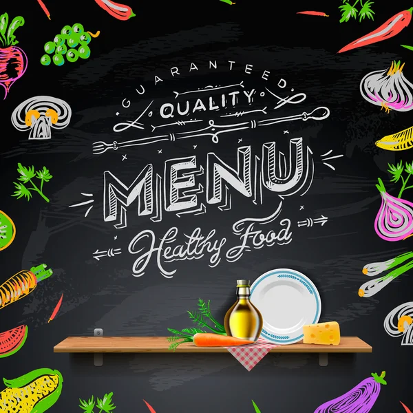 Set of design elements for the menu on the chalkboard — 스톡 사진