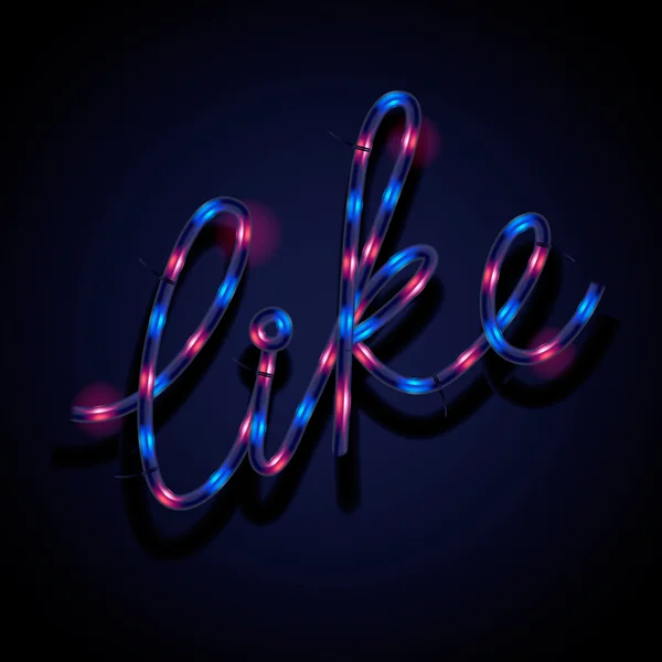 Glowing neon sign - Like — Stock Vector