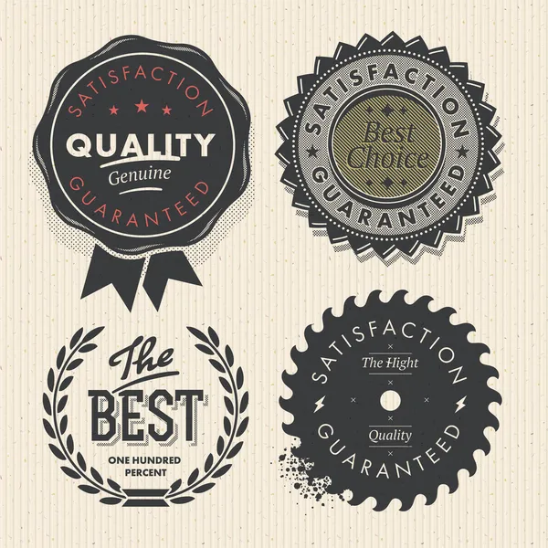 Vintage set premium quality and guarantee labels — Stock Vector