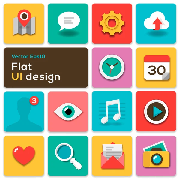 Flat UI design tendance ensemble icônes — Image vectorielle