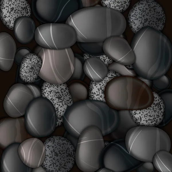 Black pebble stones background — Stockvector