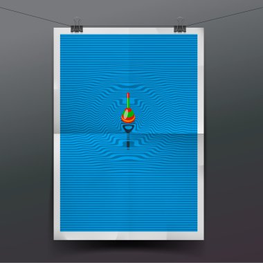 Kağıt afiş ile float, line su altında Balık tutma
