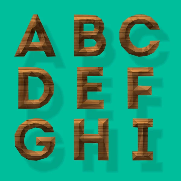 Alphabet polygonal en bois, partie 1 — Image vectorielle