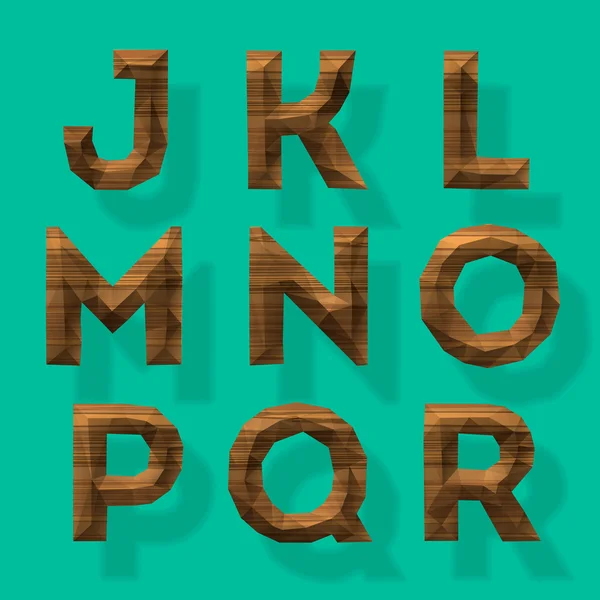 Wooden polygonal alphabet, part 2 — Stock Vector