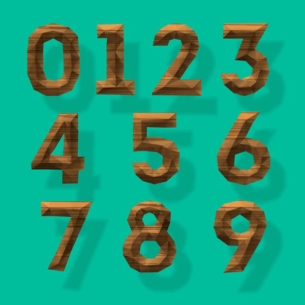 Houten veelhoekige nummers, deel 4 — Stockvector
