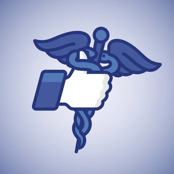 Like / Thumbs Up icon with caduceus medical symbol — стоковый вектор