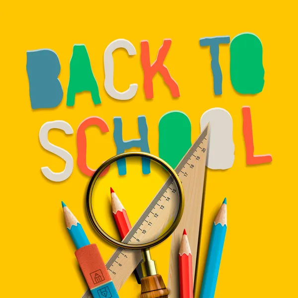 Welcome back to school on yellow background — Stock Vector