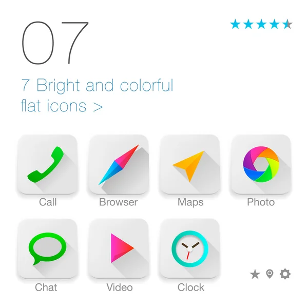 Kleurrijke plat pictogrammen instellen voor web en mobiele toepassing — Stockvector
