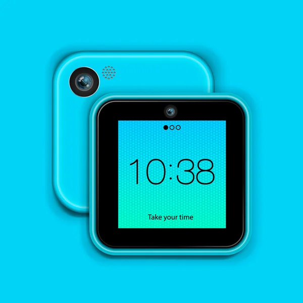 Tablette de téléphone portable sur fond bleu — Image vectorielle