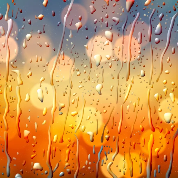 Осенний фон, вид через влажное стекло — стоковый вектор