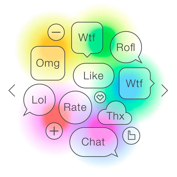 Burbujas del habla con acrónimos usados más comunes — Archivo Imágenes Vectoriales