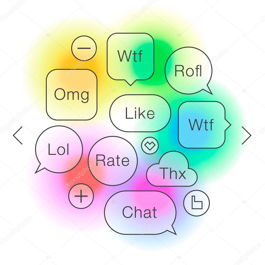 Speech bubbles with most common used acronyms