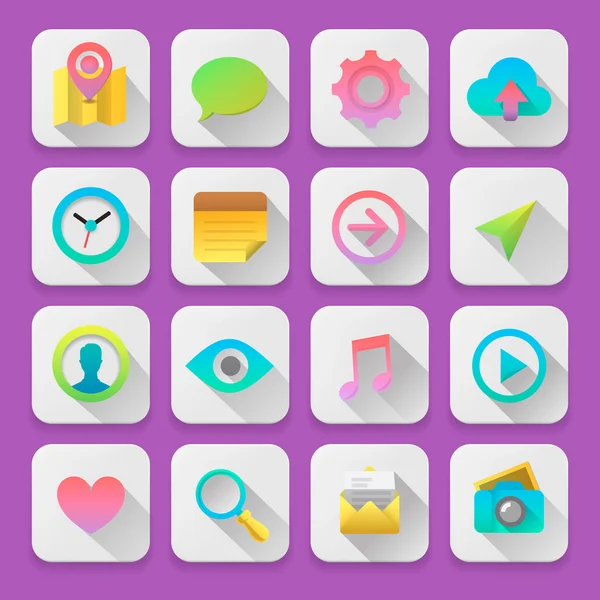 Web-Icons setzen, flache UI-Design-Trends — Stockvektor