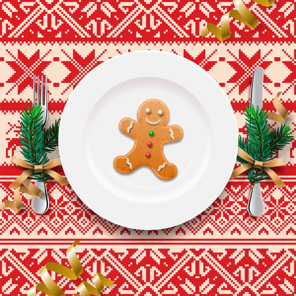 圣诞大餐的餐桌布置 — 图库矢量图片