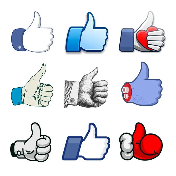 Collection of thumbs Up icons, holidays design — Stock Vector