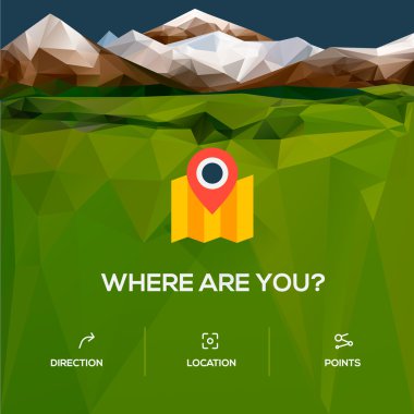 Flat design location icon with pin pointer clipart