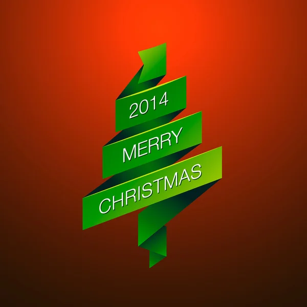 Feliz Natal com árvore de pele no fundo vermelho — Vetor de Stock