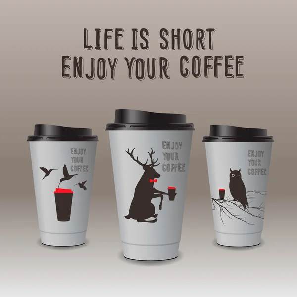 Café à emporter dans une tasse thermo. Profitez de votre café . — Image vectorielle