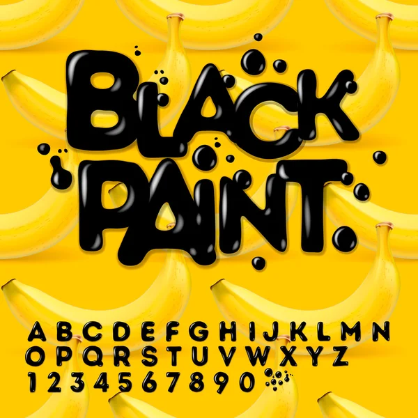 Black oil painted alphabet — Stock Vector