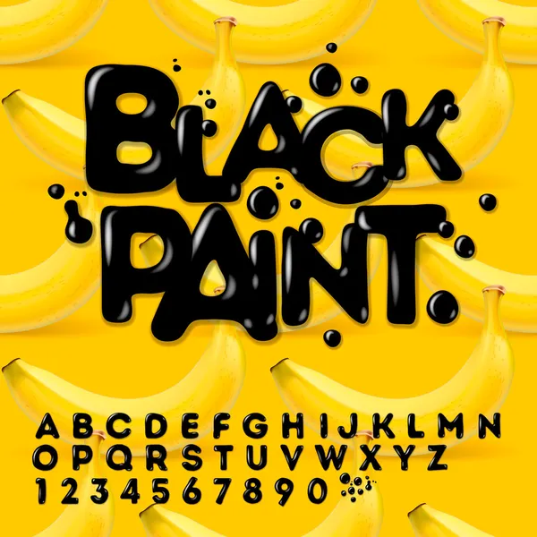 Alfabeto dipinto ad olio nero — Vettoriale Stock