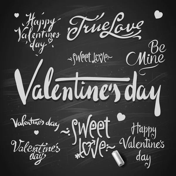 Set di felice San Valentino mano Lettering — Vettoriale Stock