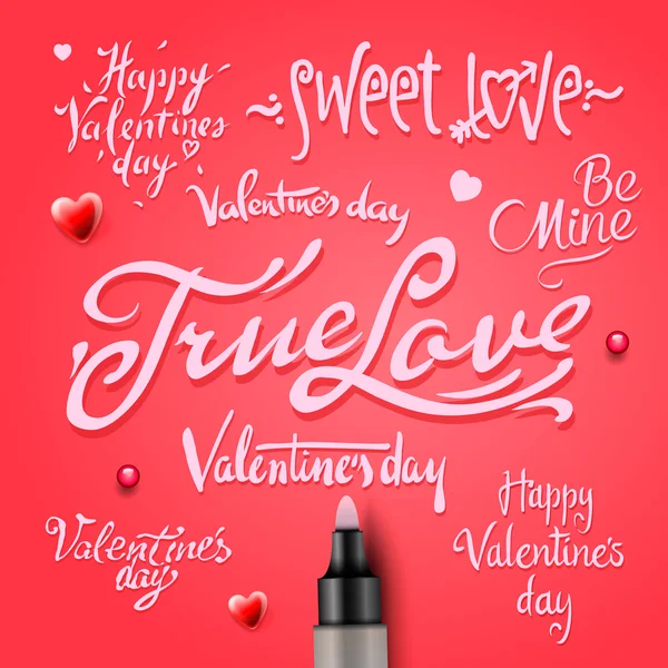 Set Of Happy Valentine 's Day Hand Lettering — стоковый вектор