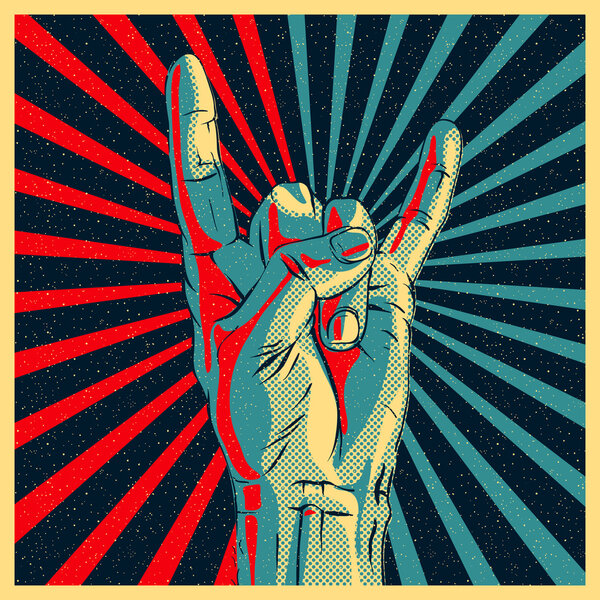 Mano en el rock n roll signo — Vector de stock