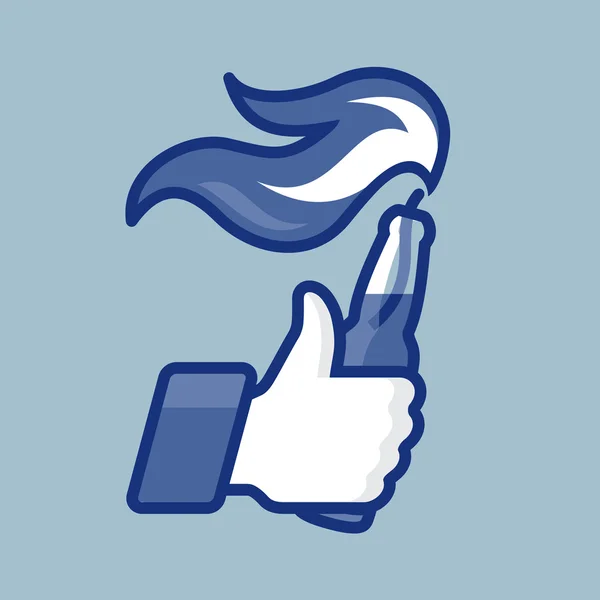 Como / Ícone de símbolo de polegares para cima com coquetel Molotov — Vetor de Stock