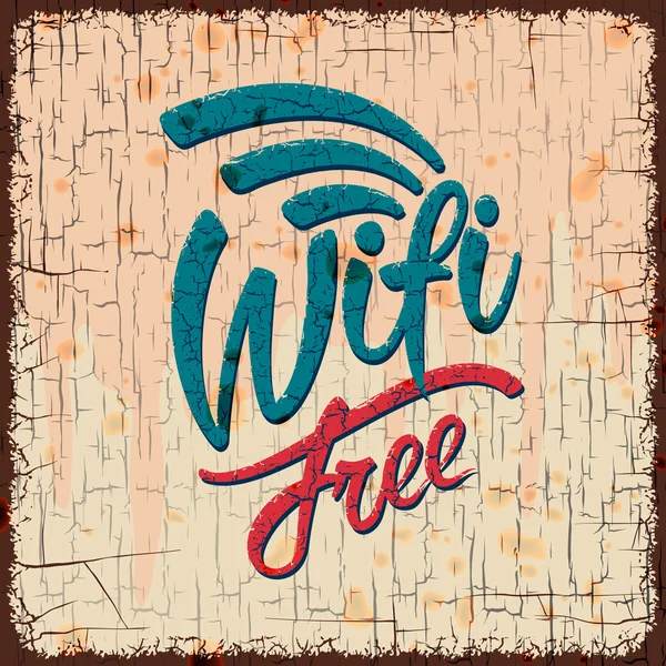 Винтажный знак с бесплатным Wi-Fi символом — стоковый вектор
