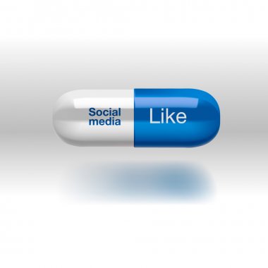 Social media addiction concept, pill isolated