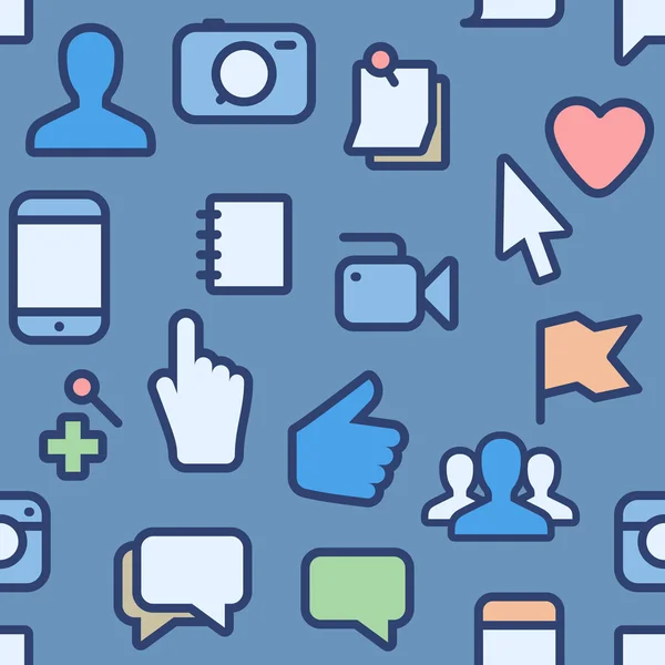 Patrón sin costuras con iconos de redes sociales — Vector de stock