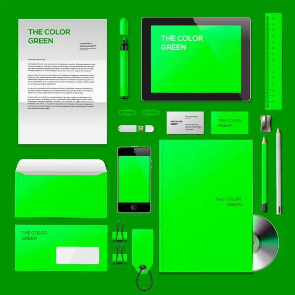 Maqueta de identificación corporativa verde — Vector de stock