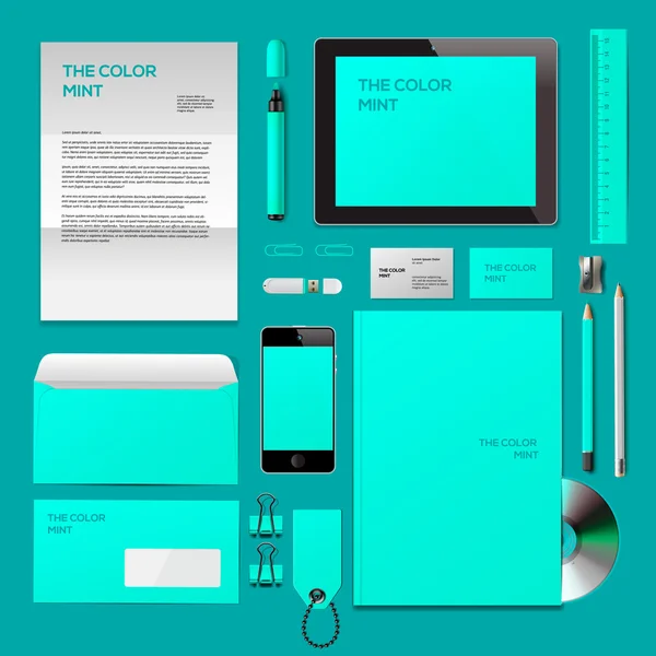 Turquoise Corporate Id mockup — Stockvector