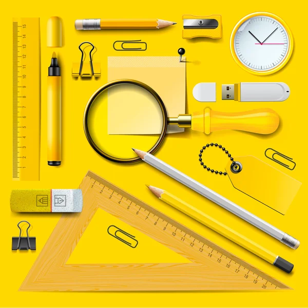 Yellow school supplies Stock Illustration