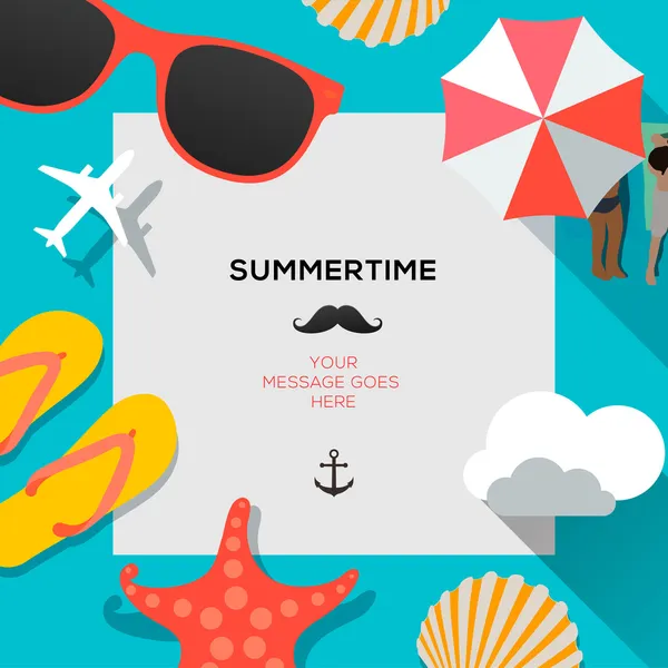 Modelo de viagem de verão com acessórios de verão de praia —  Vetores de Stock