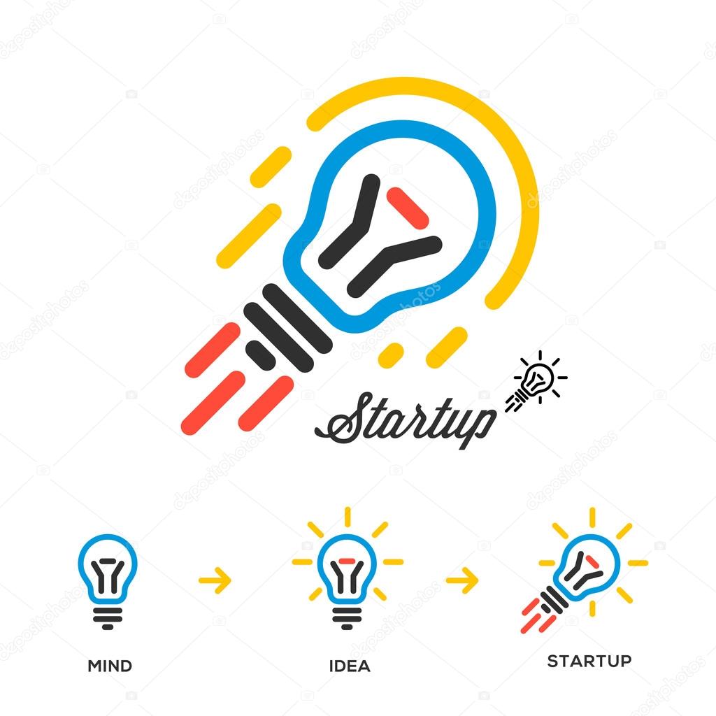 Start up business concept network, bulb-rocket