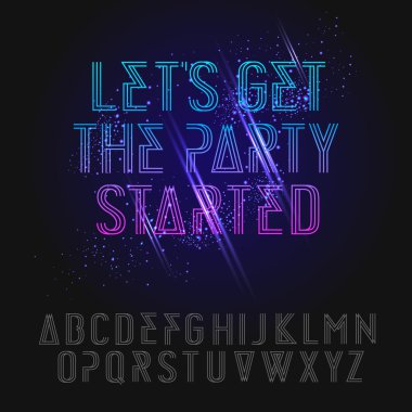 Neon party alphabet clipart