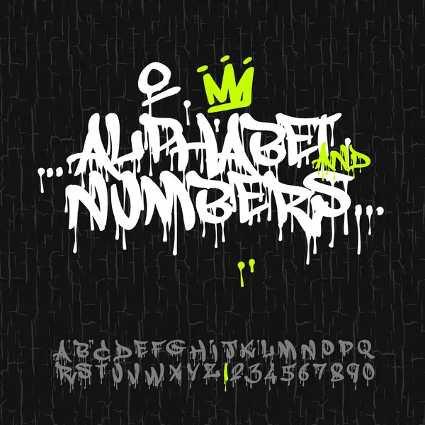 Graffiti alphabet and numbers — Stock Vector