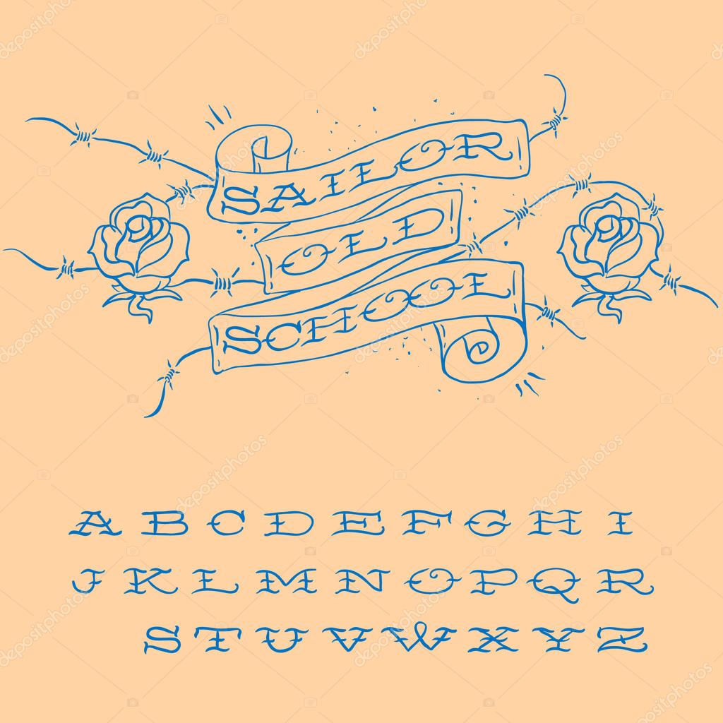 Old-school styled tattoo alphabet set Stock Vector Image by ©ikopylove  #47107321